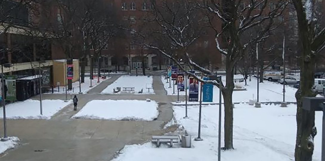 UIC campus with snow
